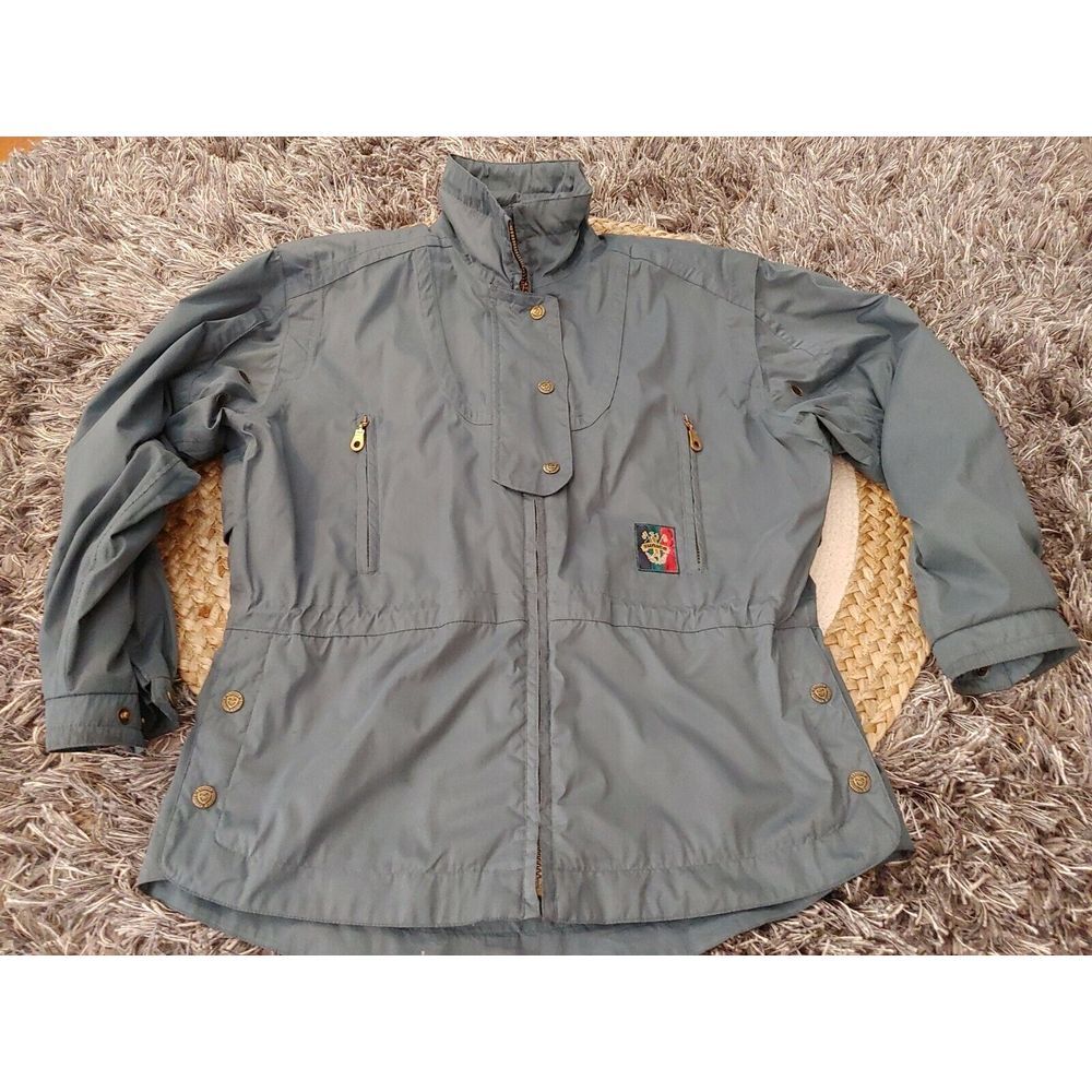 Sunice Vintage Womens Blue Gray Lightweight Jacket Plaid Leaf Print Lining Small